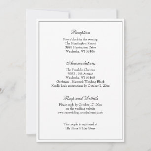 Elegante schwarze und weiße klassische Hochzeitsfe Einladung