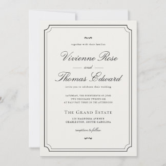 Elegante schwarze und weiße klassische Schrift Hoc Einladung