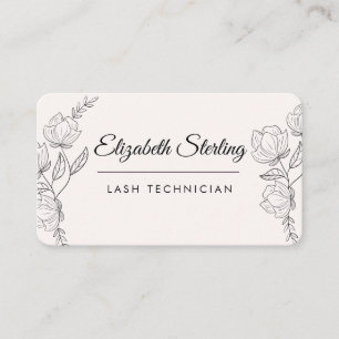 Elegante schwarze und weiße Lash Tech Visitenkarte