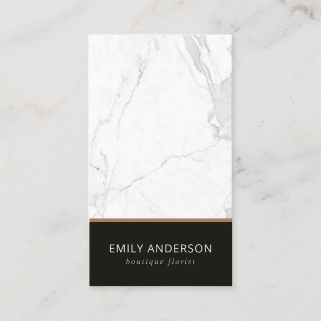 ELEGANTE SCHWARZE UND WEISSE MARBLE-TEXTURE BERUFL VISITENKARTE (Vorderseite)