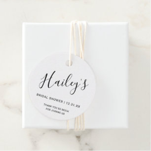 Elegante schwarze und weiße moderne Bridal Shower Geschenkanhänger