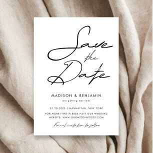 Elegante schwarze und weiße moderne Typografie-Hoc Save The Date