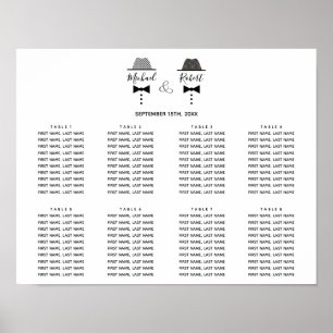 Elegante schwarze und weiße schwule Hochzeit Sitzo Poster