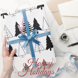 Elegante schwarze und weiße Weihnachtsbaumen Geschenkpapier