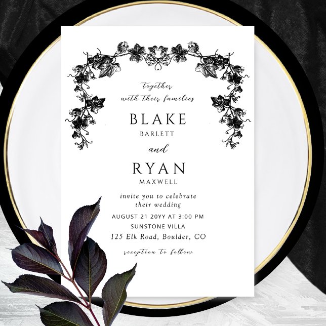 Elegante Schwarze verzaubernde Landschaft Hochzeit Einladung (Von Creator hochgeladen)