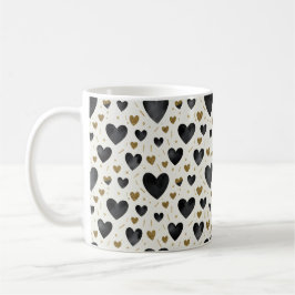 Elegante schwarze Wasserfarbe- und Gold-Glitter-He Kaffeetasse