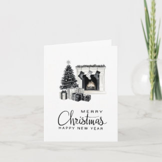 Elegante schwarze Weihnachtsgrußkarte Feiertagskarte