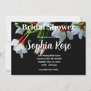 Elegante schwarze weiße blühende weiße Blüte Einladung