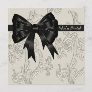 Elegante schwarze weiße Creme-Strudel-Party Einladung