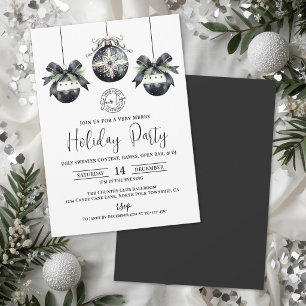Elegante schwarze weiße Geschäfts-Weihnachtsfeier Einladung