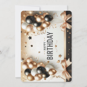 Elegante schwarze weiße und goldene Ballons Alles  Einladung