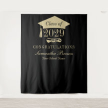 Elegante schwarze Willkommensgruß zur Abschlussfei