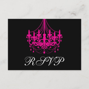 Elegante schwarzes und heißes Rosa-Leuchter UAWG RSVP Karte