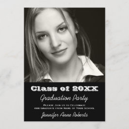 Elegante Schwarzweiss-Abschluss-Einladung Einladung