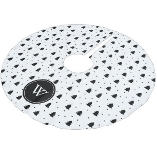 Elegante Schwarzweiss-Kiefern-Bäume personalisier Polyester Weihnachtsbaumdecke