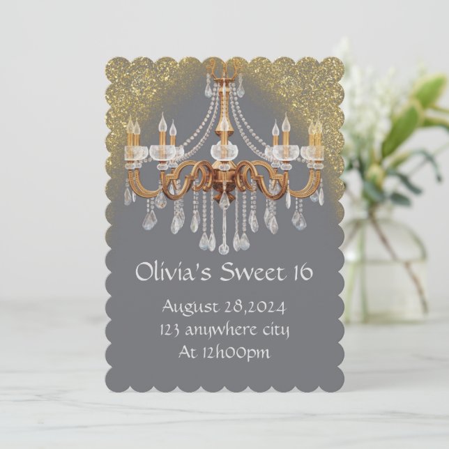 ELEGANTE SCHWEET 16 GEBURTSTAGLICHE EINLADUNG (Stehend Vorderseite)