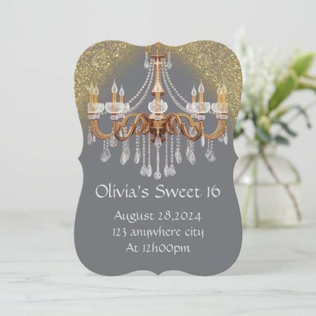 ELEGANTE SCHWEET 16 GEBURTSTAGLICHE EINLADUNG (Stehend Vorderseite)