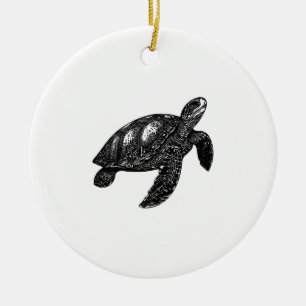 Elegante schwimmende alte Wasserschildkröte Kopie Keramik Ornament