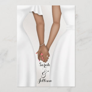 Elegante schwule Hochzeit Braut hält Hände Ethnisc Einladung