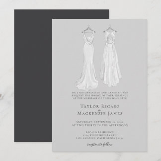 Elegante schwule Hochzeit Zwei Bräute in Kleidern Einladung