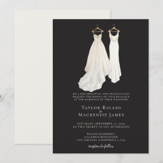 Elegante schwule Hochzeit Zwei Bräute in Kleidern Einladung