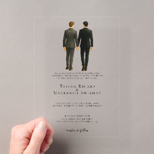 Elegante schwule Hochzeit Zwei Bräutigame in Anzüg Acryleinladungen