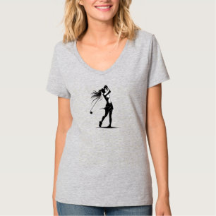 Elegante Schwung Weiblich Golfer in Motion T-Shirt