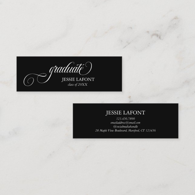 Elegante Script Abschluss Mini Name Card Mini Visitenkarte (Vorne/Hinten)