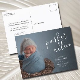 Elegante Script Birth Ankündigung Postkarte