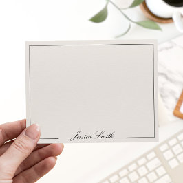 Elegante Script Black and Ivory Monogram Border Mitteilungskarte