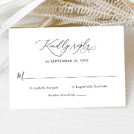 Elegante Script Black and White Wedding Rsvp Card Karte
