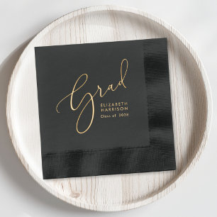 Elegante Script Black Graduation Party Servietten Mit Folie