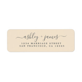 Elegante Script Black Ivory Wedding Rücksendeadres