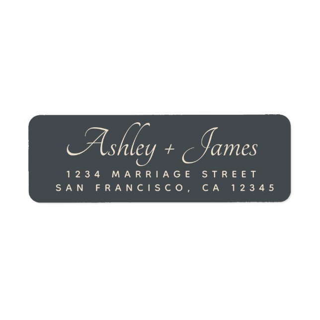 Elegante Script Black Ivory Wedding Rücksendeadres (Vorne)