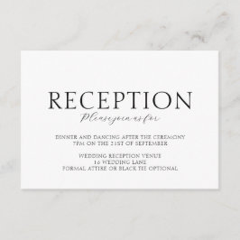 Elegante Script Black & White Wedding Reception Begleitkarte