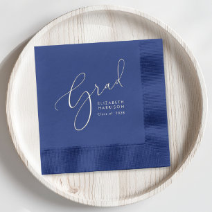 Elegante Script Blue Graduation Party Servietten Mit Folie