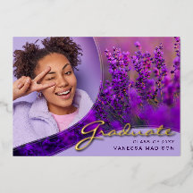 Elegante Script-Blume | Moderne Foto Grad Card