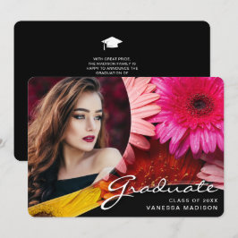 Elegante Script-Blume | Modernes Foto Grad Ankündigung