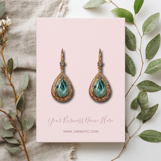 Elegante Script Blush Pink Earring Card (Von Creator hochgeladen)