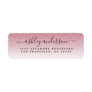 Elegante Script Blush Pink Glitzer Rücksendeadress