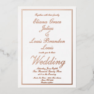 Elegante Script Border Wedding Pressed Folieneinladung