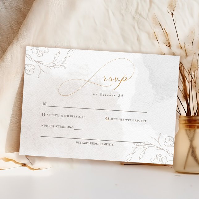 Elegante Script Botanical Floral Enclosure RSVP Karte (Von Creator hochgeladen)