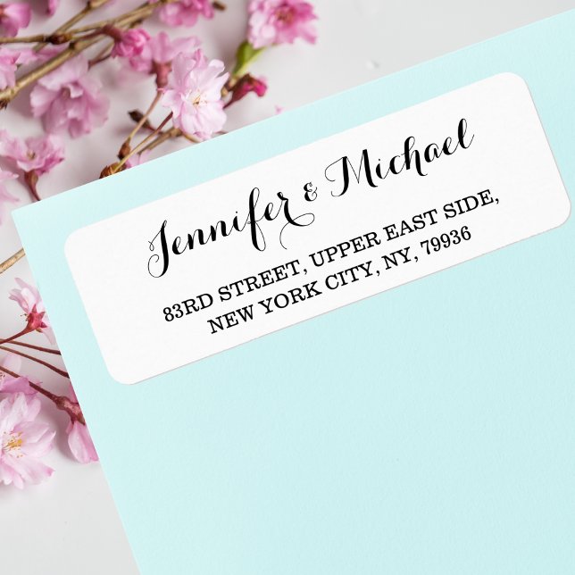 Elegante Script Bride Groom Weddings Rücksendeadre (Elegant Script Bride Groom Weddings Return Address Label)