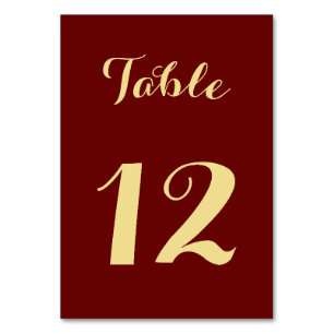 Elegante Script Brown Imitate Gold Chic Wedding Pa Tischnummer