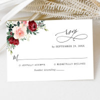 Elegante Script Burgundy Blush Floral Wedding