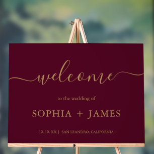 Elegante Script Burgundy Gold Minimalistische Hoch Acrylschild