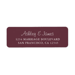 Elegante Script Burgundy Wedding Rücksendeadresse