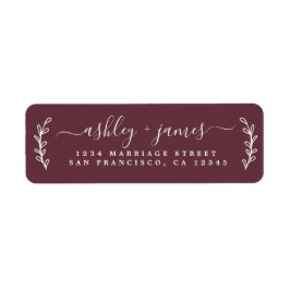 Elegante Script Burgundy Wedding Rücksendeadresse