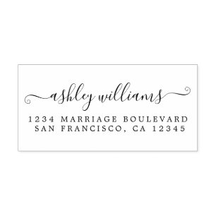 Elegante Script Calligrafy Name Address Permastempel