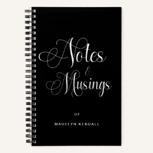 Elegante Script Calligrafy Personalisiert Black Notizbuch